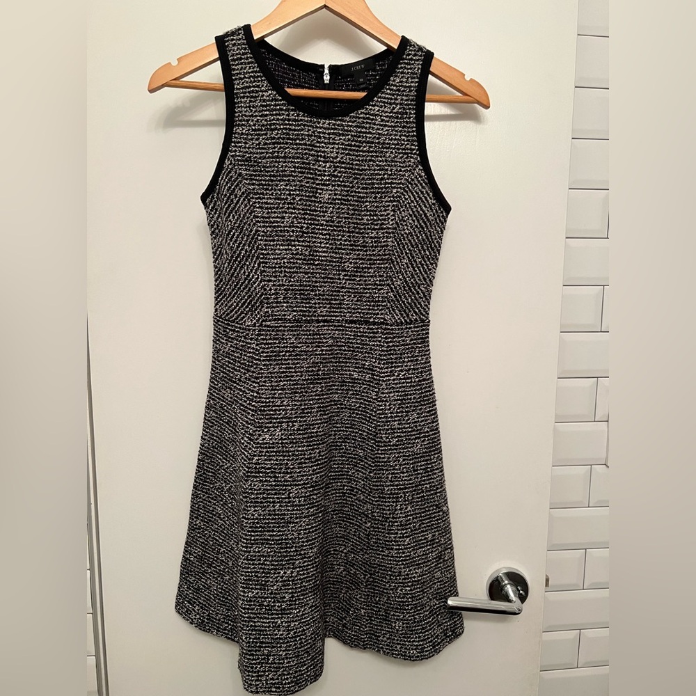 Jcrew 00 black and white boucle knit work skater dress